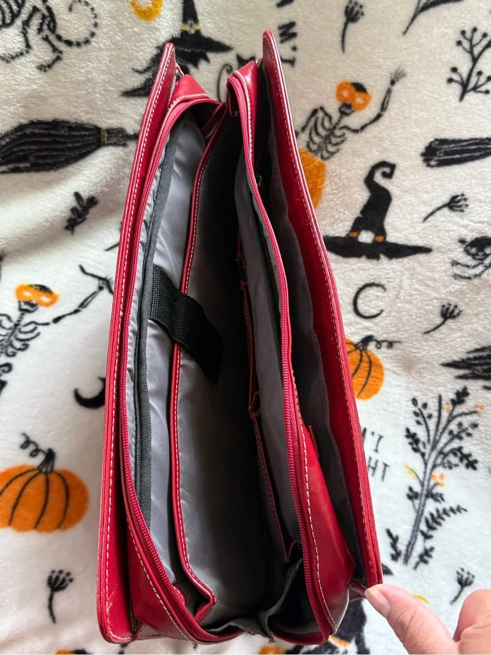 Red Leather Laptop Bag with Dual Top Handles
